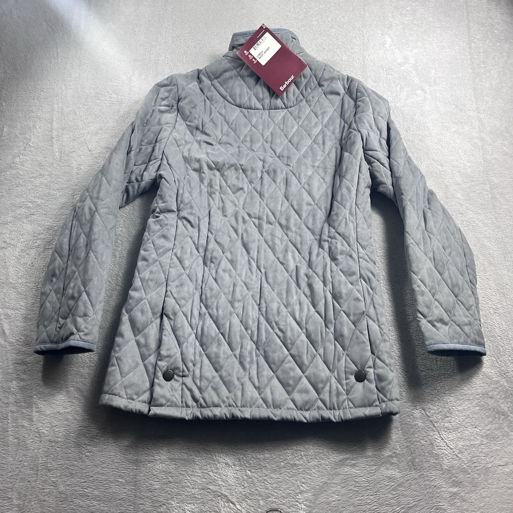 Barbour Malvern Saddlery LTD Quilted Jacket Womens Size 6 Light Blue NWT - Picture 9 of 9
